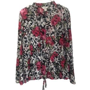 CJ Banks Multicolor Floral Sheer Lace Stretch Top Jacket B14